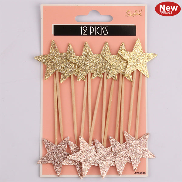 *12pk Luxe Coral Gold Picks